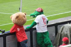 Die VfB-Maskottchen Breuni und Fritzle waren am Ende bedient.