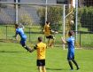 Nach einem Freistoß von Giulio Tamburello und einer Kopfballverlängerung von Jonathan Benz schlägt der Ball zum 1:2 Pausenstand ein. Ralf Kammerer (9) und Christian Uhl jubeln, während Vincent Kühn (31) und Florian Brandt (15) nicht mehr eingreifen können