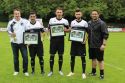 Vor dem Spiel wurden drei Haslacher Leistungsträger verabschiedet, von links: Spielausschuss Marco Fritzsche, Christian Franco Romero, Alexandru Ghita, Gürkan Balta, Spielausschuss Claudio Tamburello.